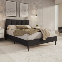 Varell - Tweepersoonsbed - Stof zwart - 140x200 cm