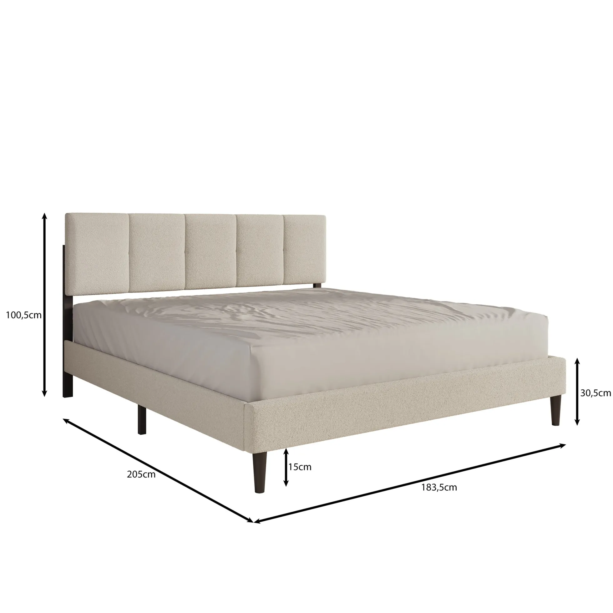Varell - Tweepersoonsbed - Stof zwart - 180x200 cm