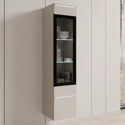 Variety - Vitrinekast met LED - Beige - 30x33x130 cm