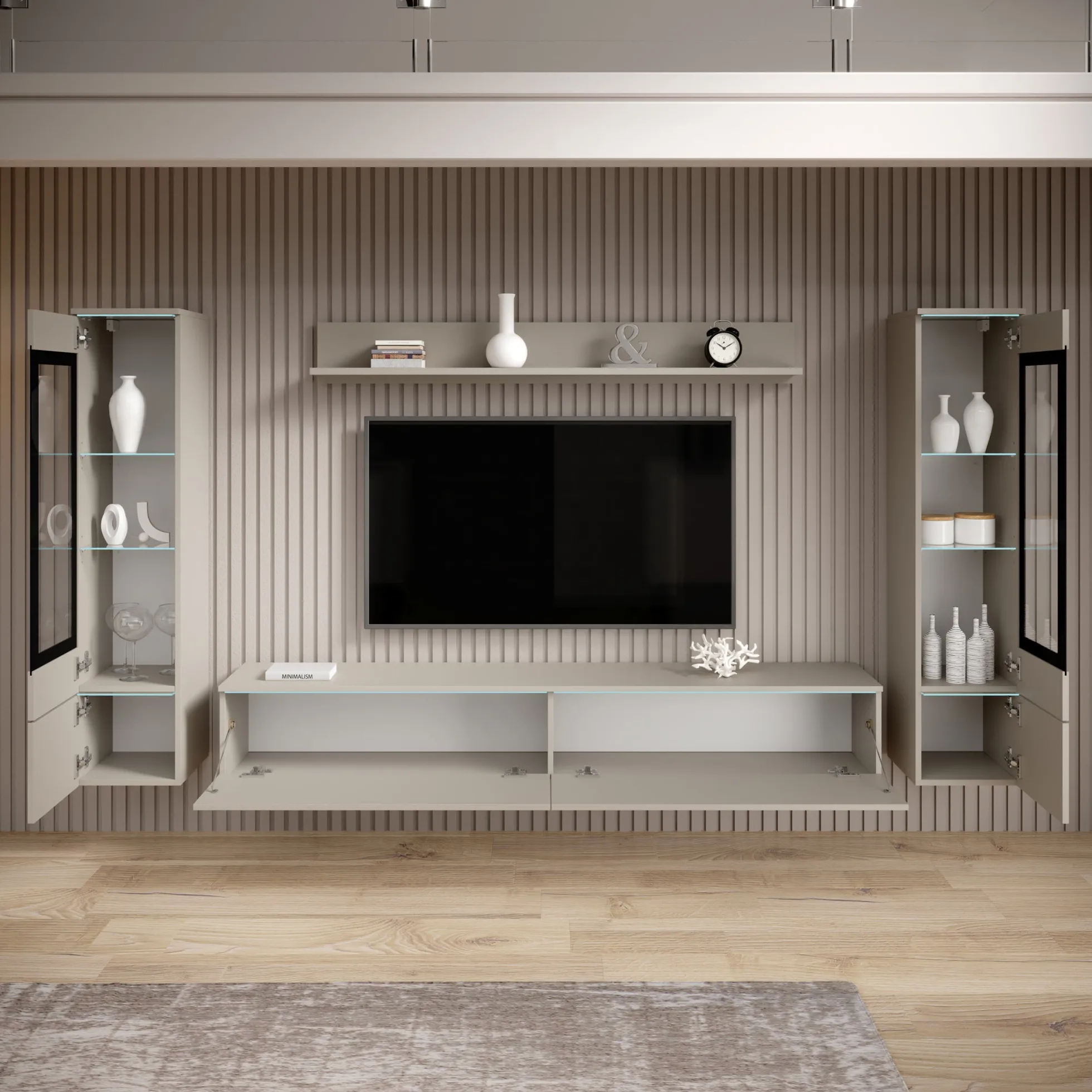 Variety - Wandmeubel - Beige - 180x33x132 cm