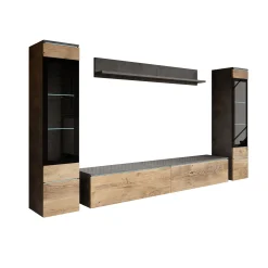 Variety - Wandmeubel - Eiken/Grijs - 180x33x132 cm