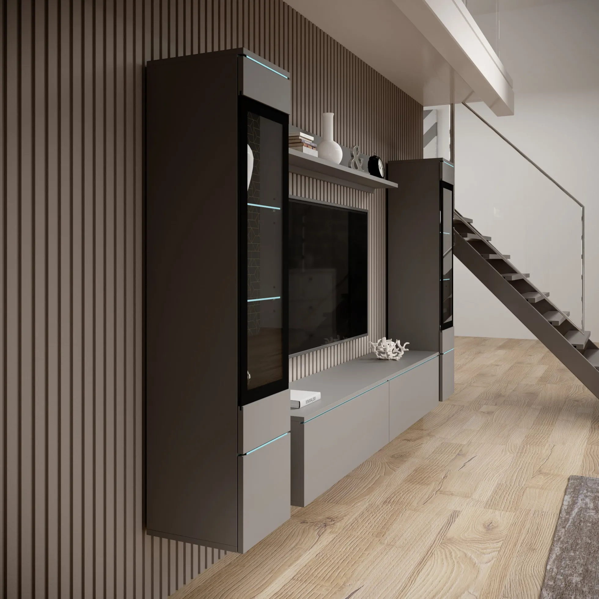 Variety - Wandmeubel - Grijs - 180x33x132 cm