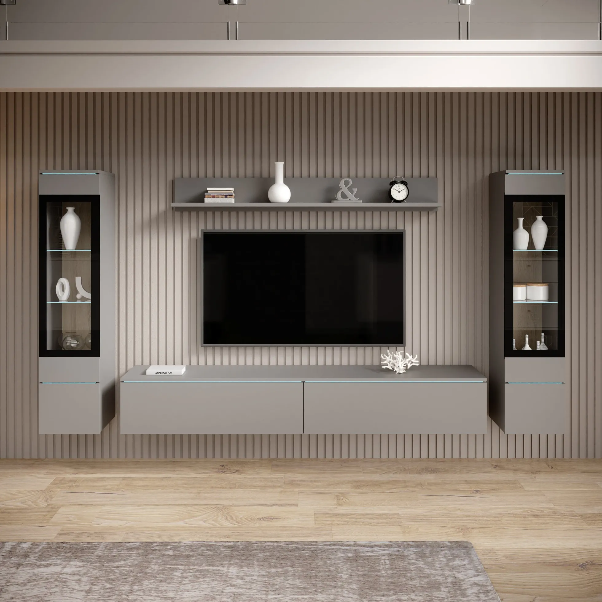 Variety - Wandmeubel - Grijs - 180x33x132 cm