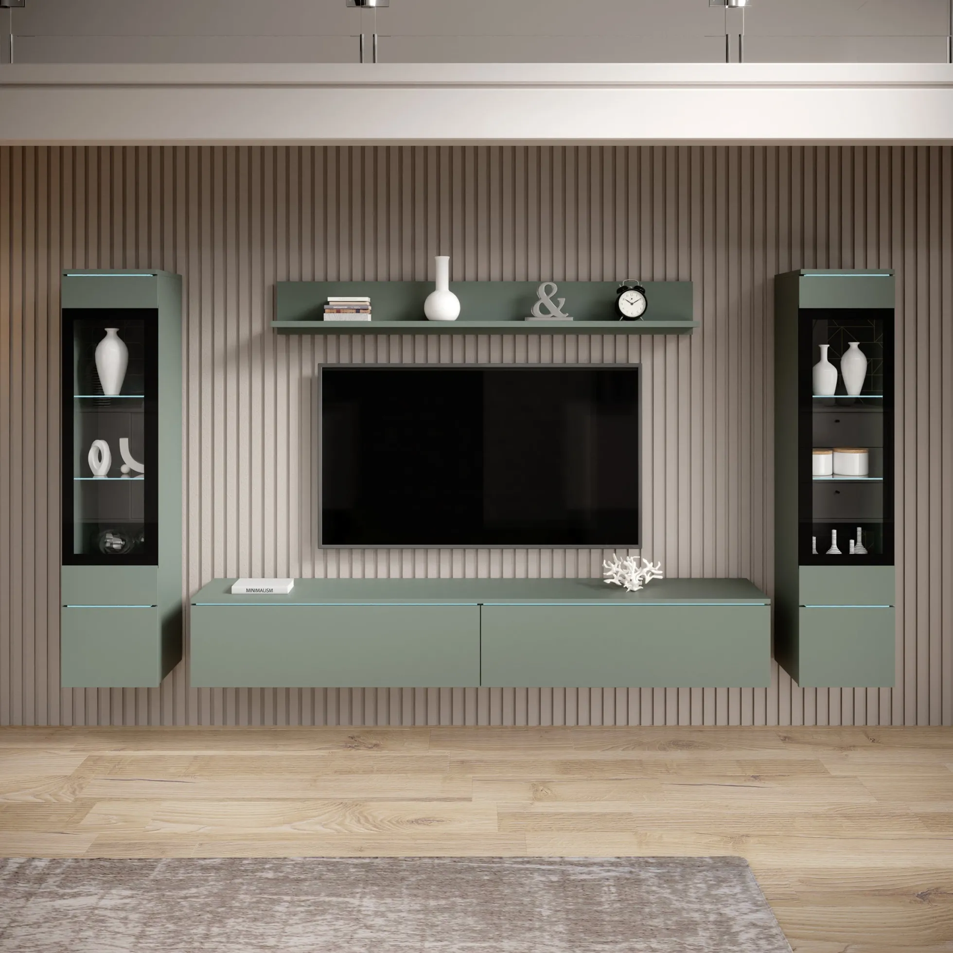 Variety - Wandmeubel - Groen - 180x33x132 cm