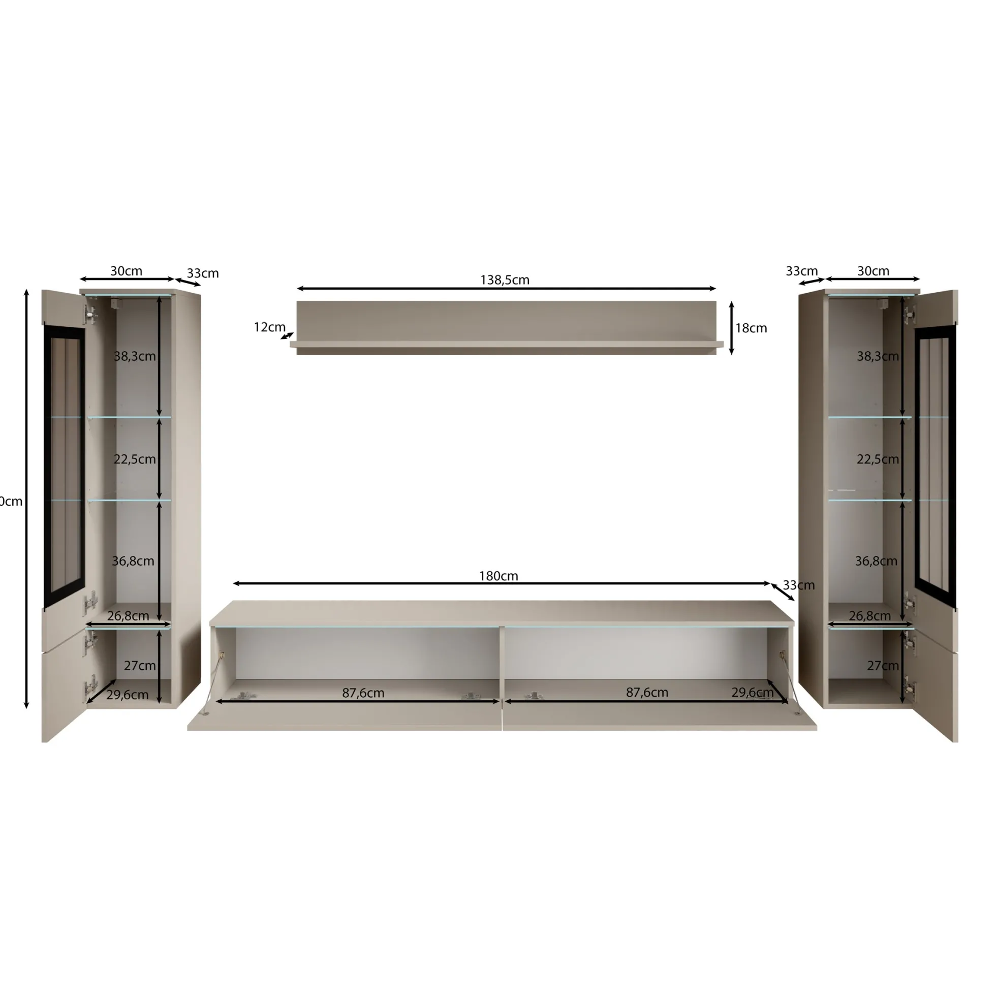 Variety - Wandmeubel - Groen - 180x33x132 cm
