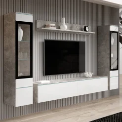 Variety - Wandmeubel - Wit/betonlook - 180x33x132 cm