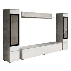 Variety - Wandmeubel - Wit/betonlook - 180x33x132 cm