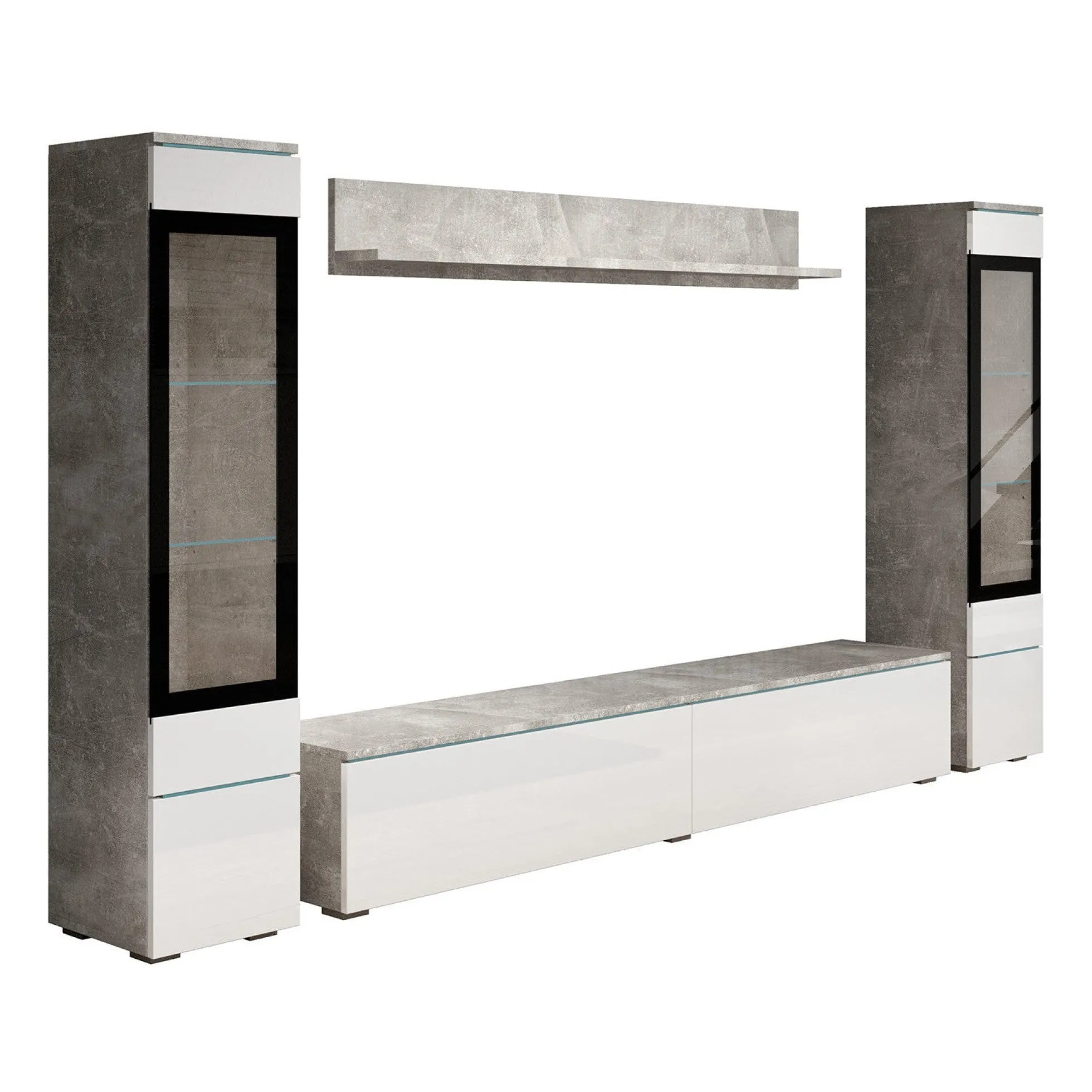 Variety - Wandmeubel - Wit/betonlook - 180x33x132 cm