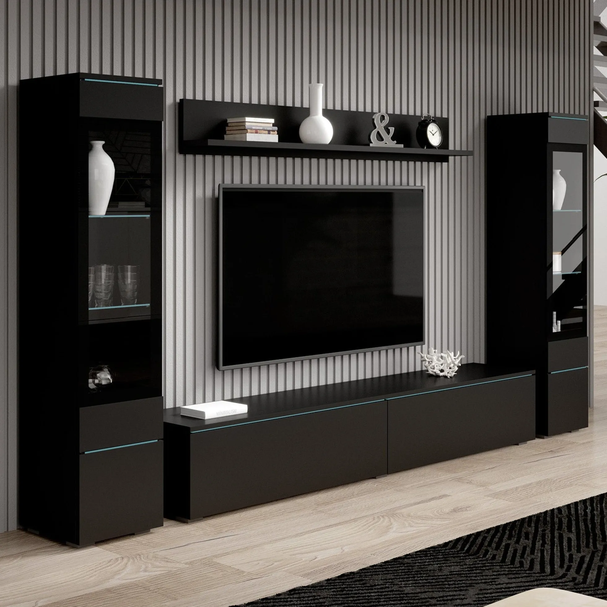 Variety - Wandmeubel - Zwart - 180x33x132 cm