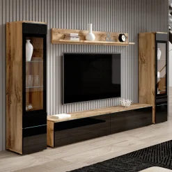 Variety - Wandmeubel - Zwart/eiken - 180x33x132 cm