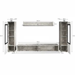 Variety - Wandmeubel - Zwart/marmerlook - 180x33x132 cm