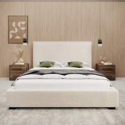 Veda - Tweepersoonsbed - Teddystof beige - 160x200 cm
