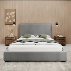 Veda - Tweepersoonsbed - Velvet grijs - 160x200 cm