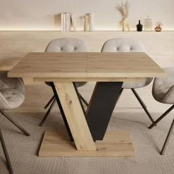 Velluto - Eetkamertafel - Eiken/zwart - 120x90x75 cm