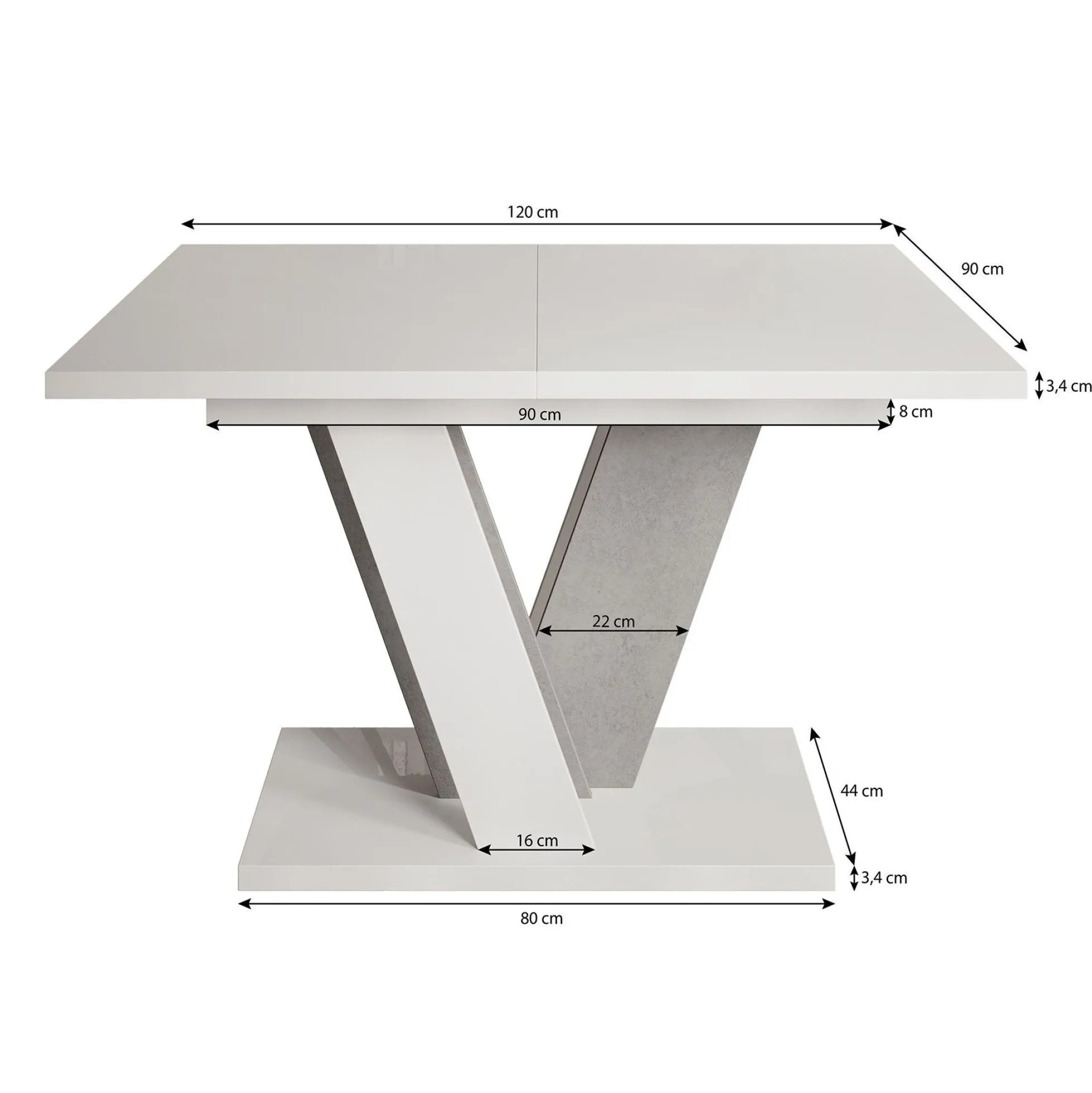 Velluto - Eetkamertafel - Eiken/zwart - 120x90x75 cm