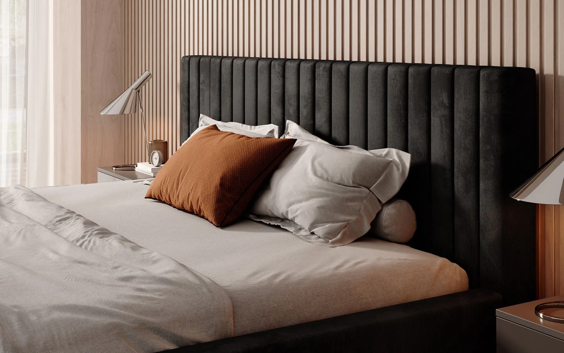 Ventum - Tweepersoonsbed - Velvet zwart - 180x200 cm