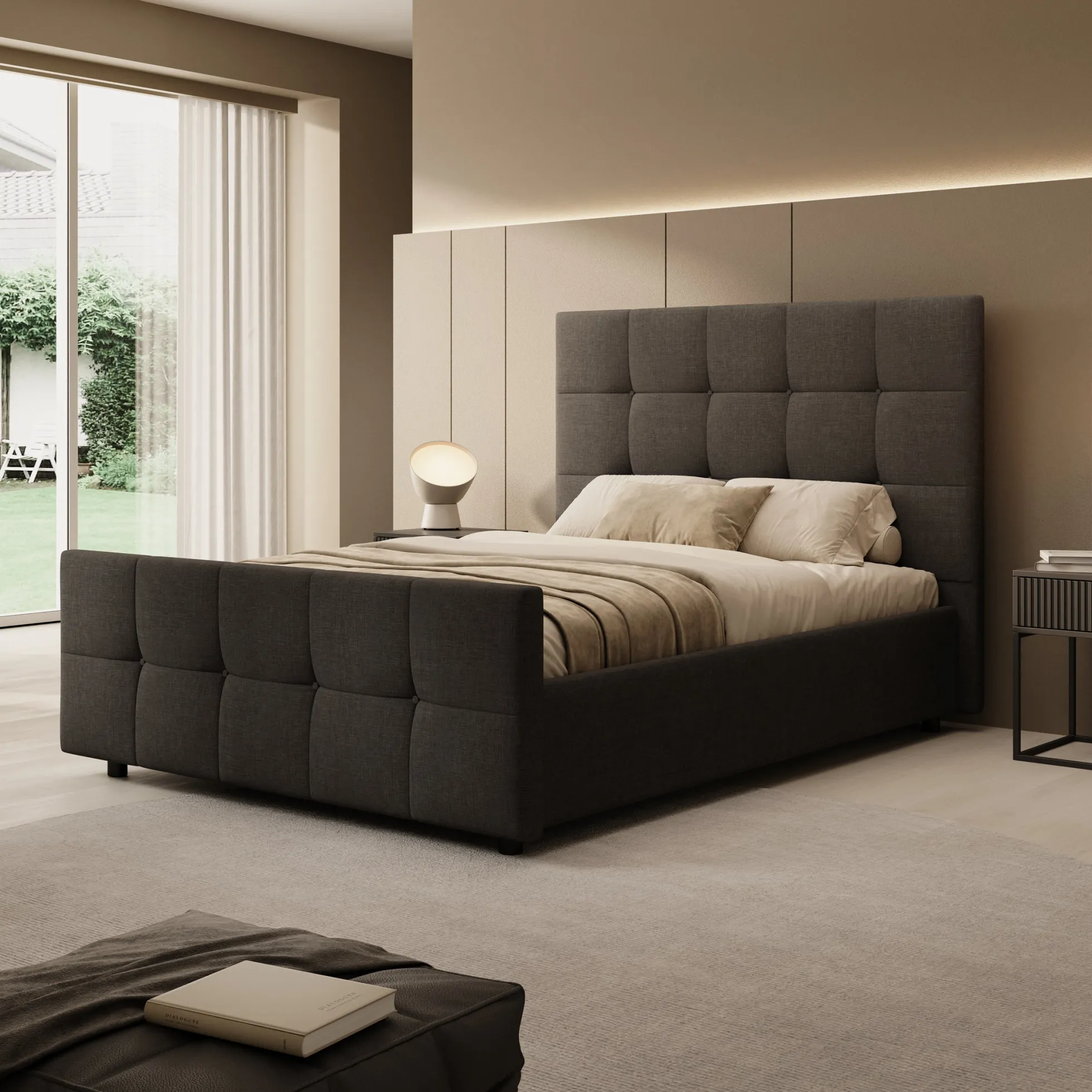 Verano - Tweepersoonsbed - Stof zwart - 140x200 cm