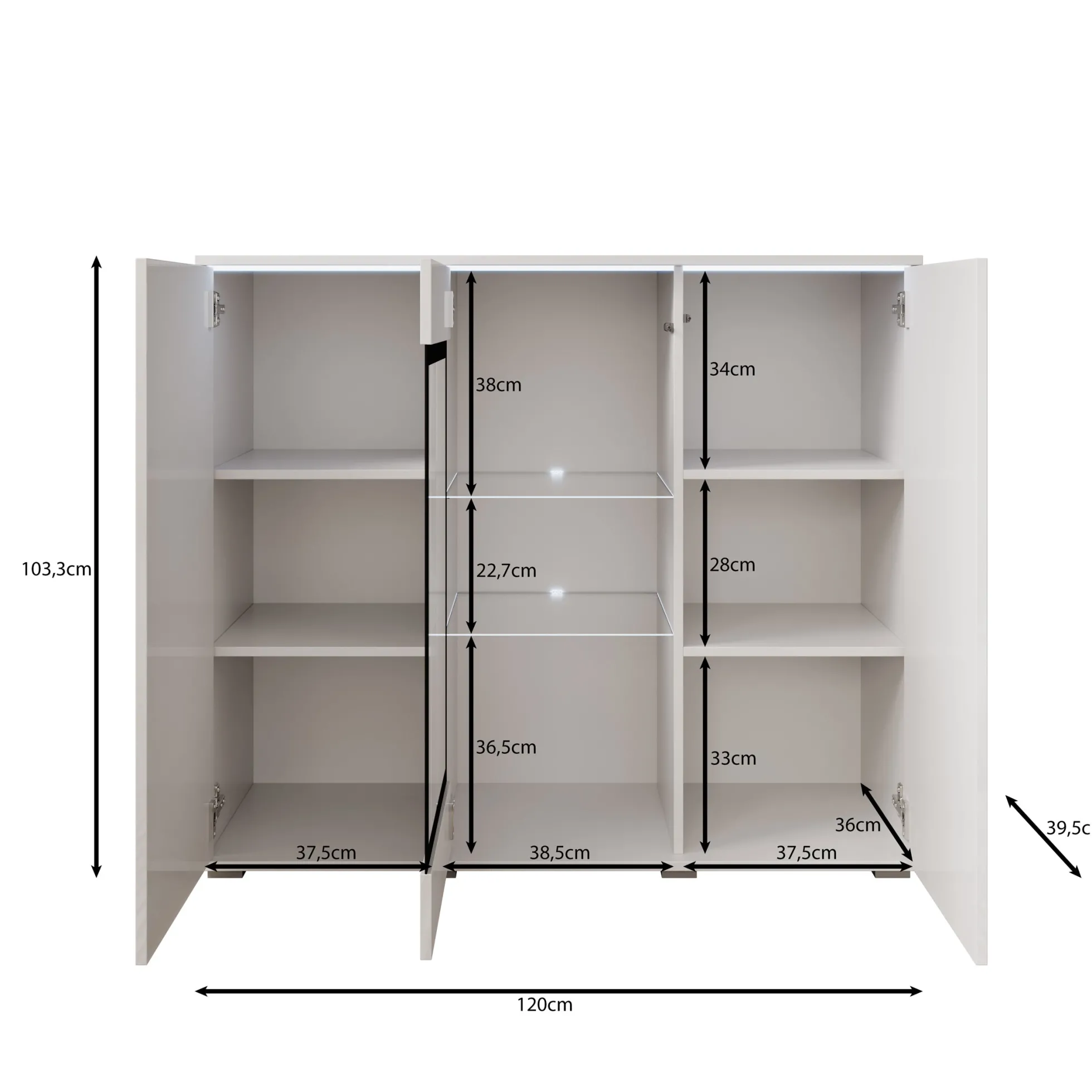 Verity 7 - Dressoir - Beige - 120x40x103 cm