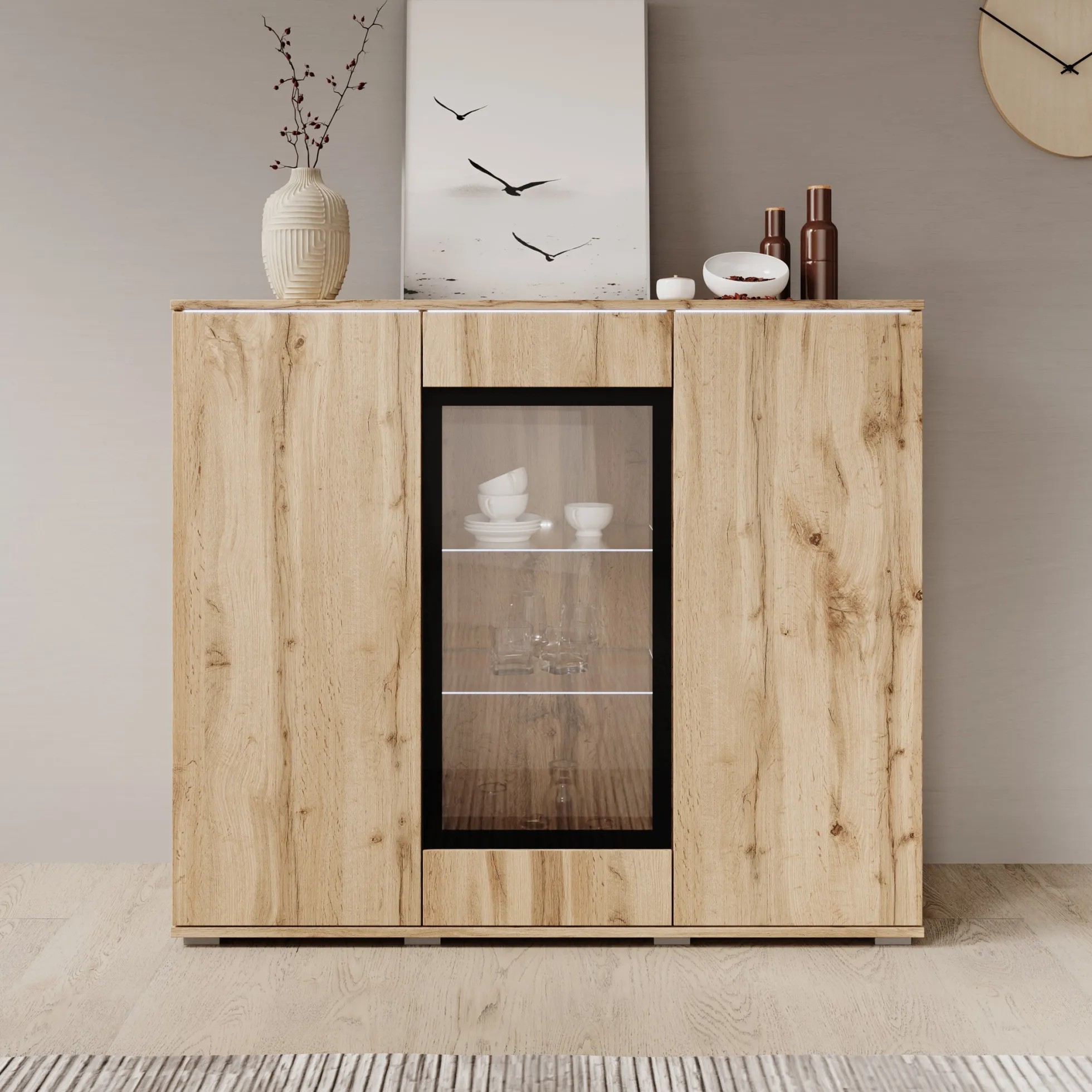 Verity 7 - Dressoir - Eikenpatroon - 120x40x103 cm