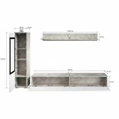 Verity - Wandmeubel - Zwart/eiken - 180x33x32 cm