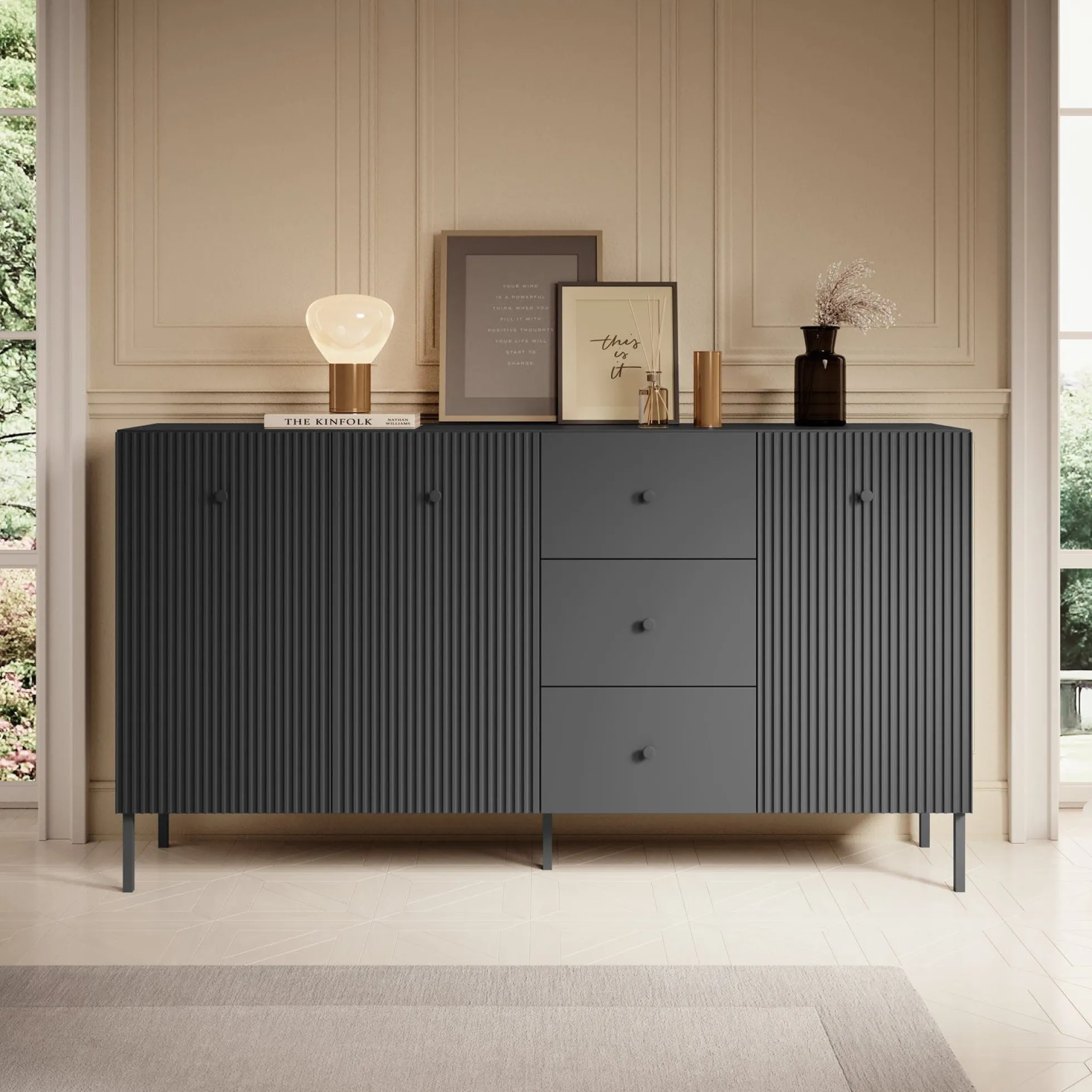 Vermont - Dressoir - Antraciet - 180x42x98 cm