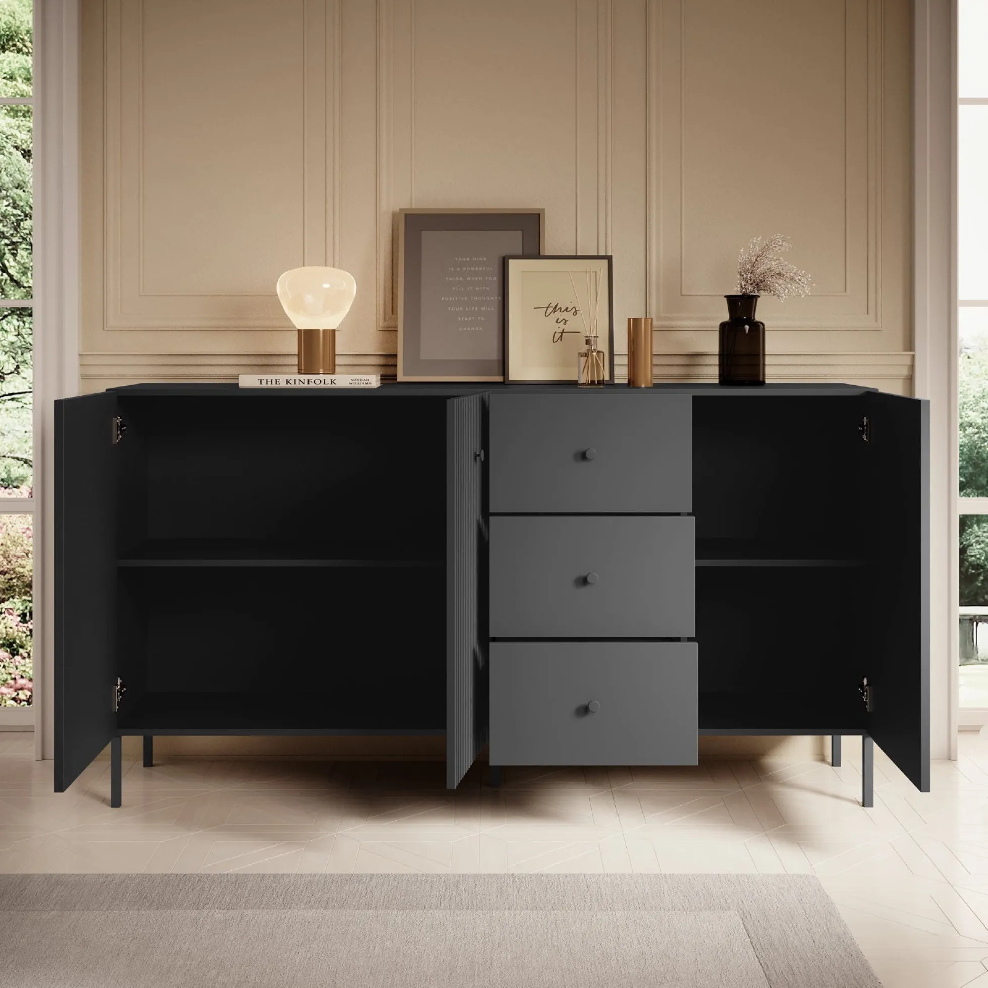 Vermont - Dressoir - Antraciet - 180x42x98 cm