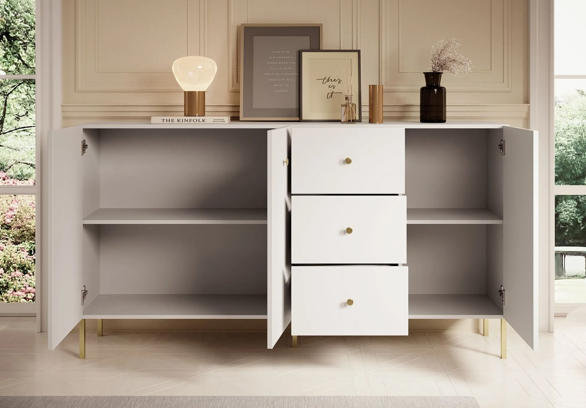 Vermont - Dressoir - Wit - 180x42x98 cm