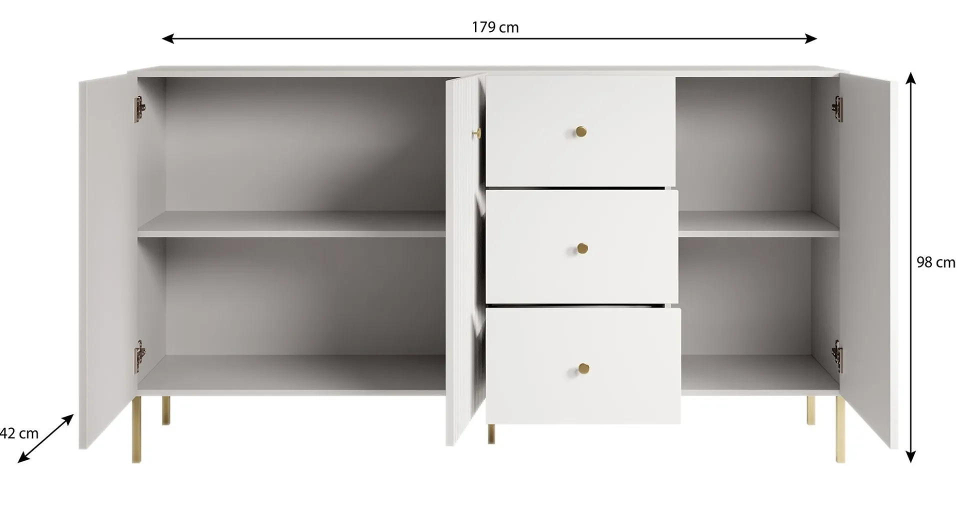 Vermont - Dressoir - Wit - 180x42x98 cm