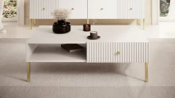 Vermont - Salontafel met 2 lades - Wit - 102x67x35cm