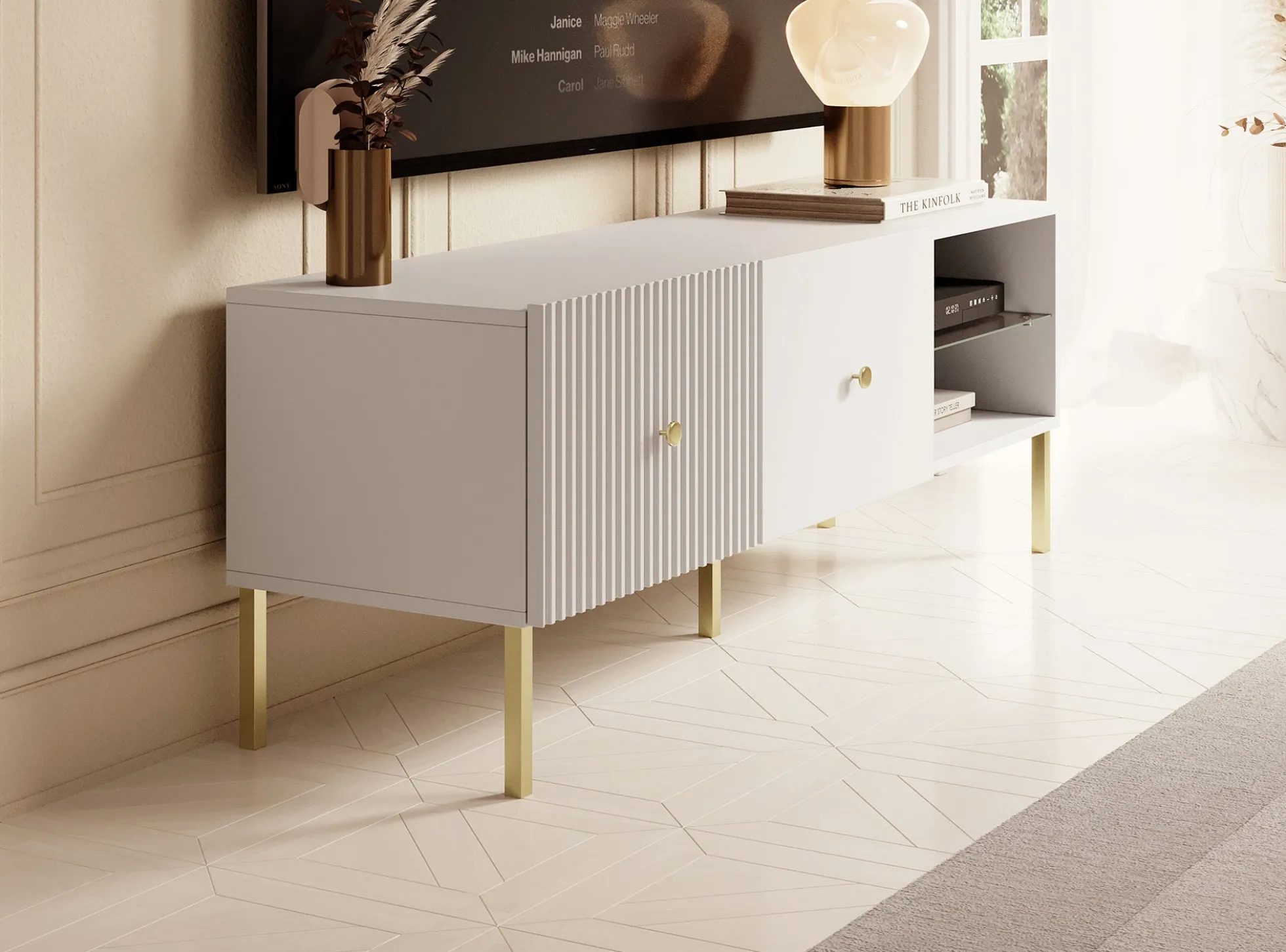 Vermont - TV-Meubel - Wit - 135x42x48cm
