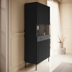Vermont - Vitrinekast - Antraciet - 91x42x193 cm