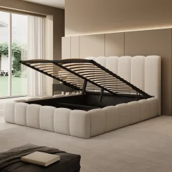 Vesna - Tweepersoonsbed - Teddystof beige - 160x200 cm