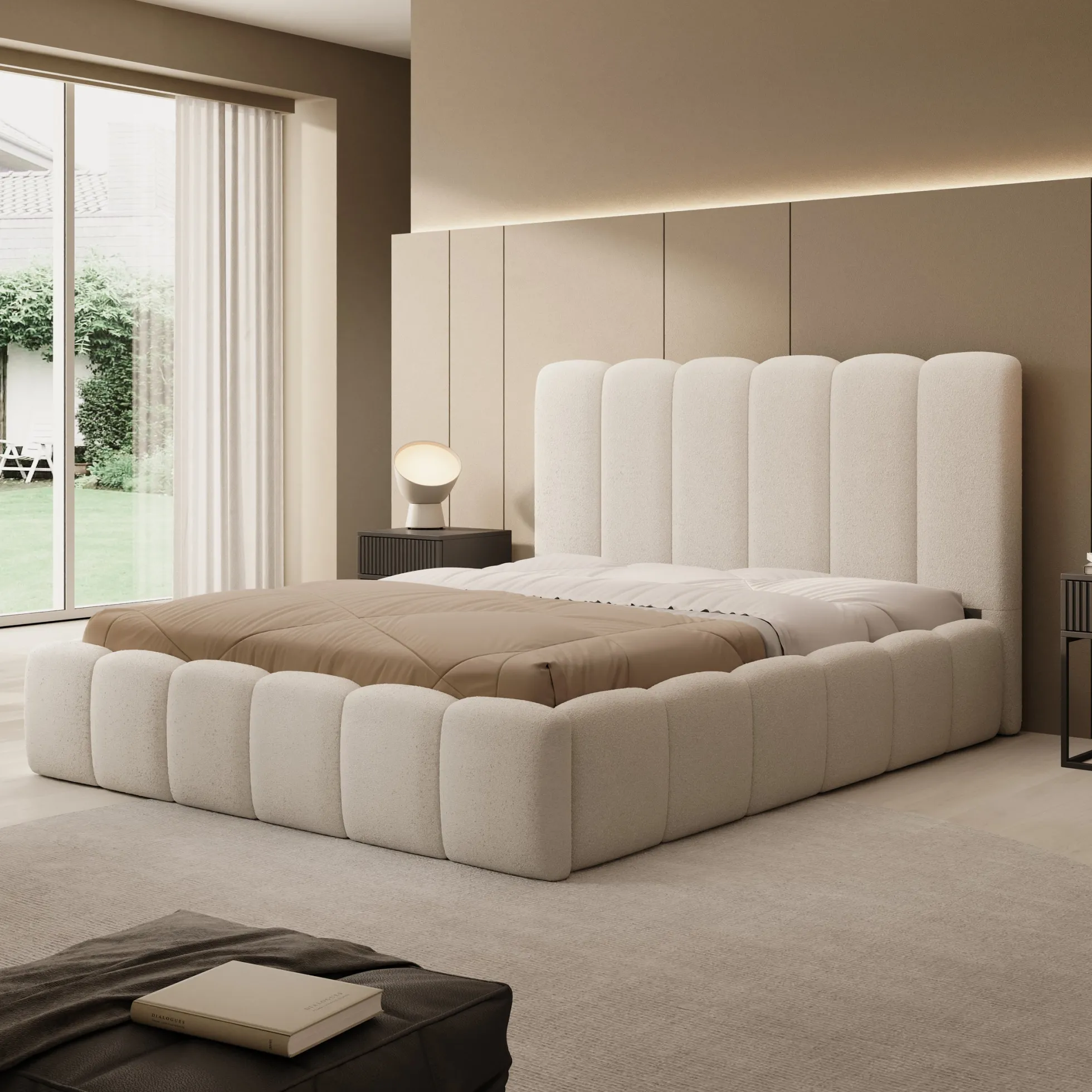 Vesna - Tweepersoonsbed - Teddystof beige - 160x200 cm