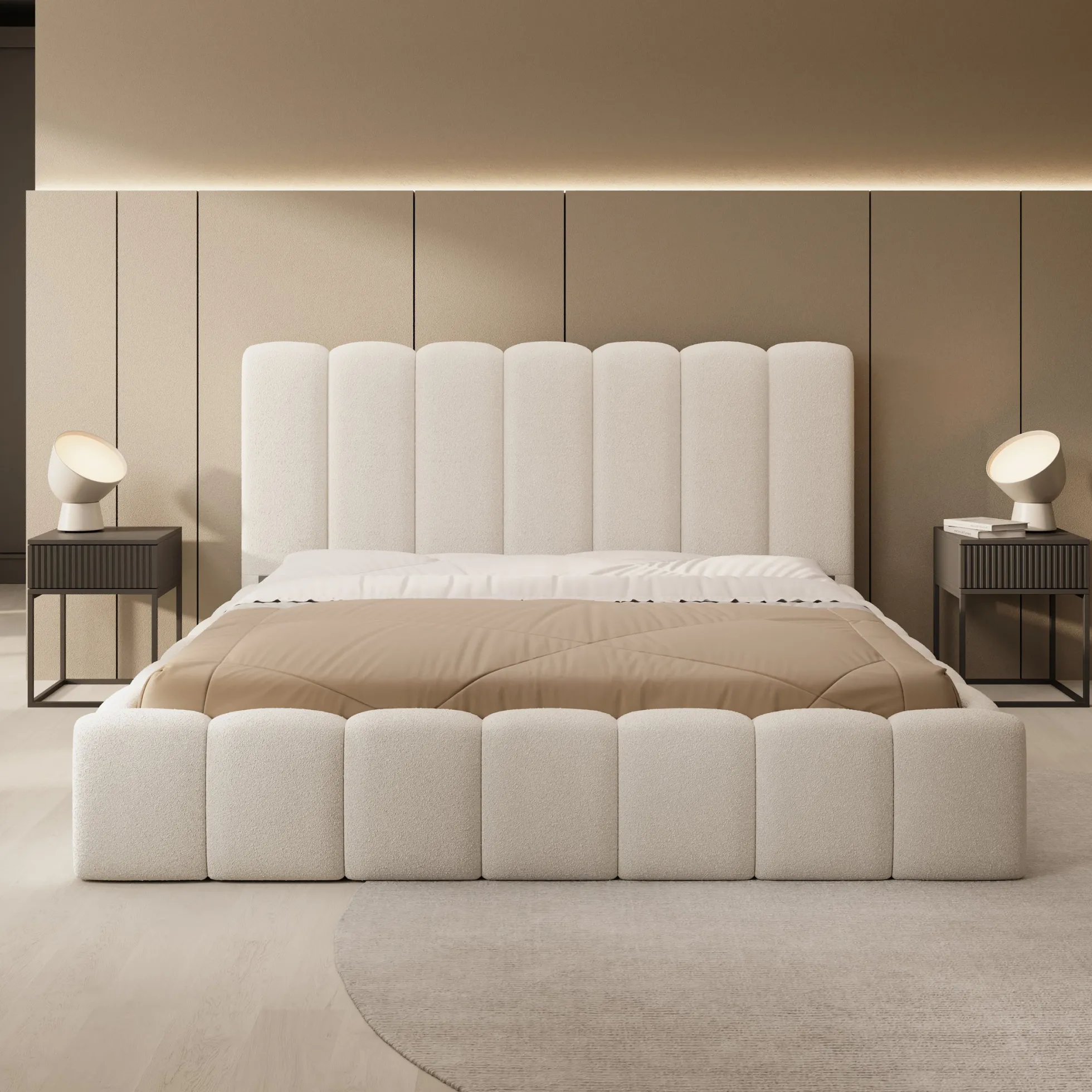Vesna - Tweepersoonsbed - Teddystof beige - 180x200 cm