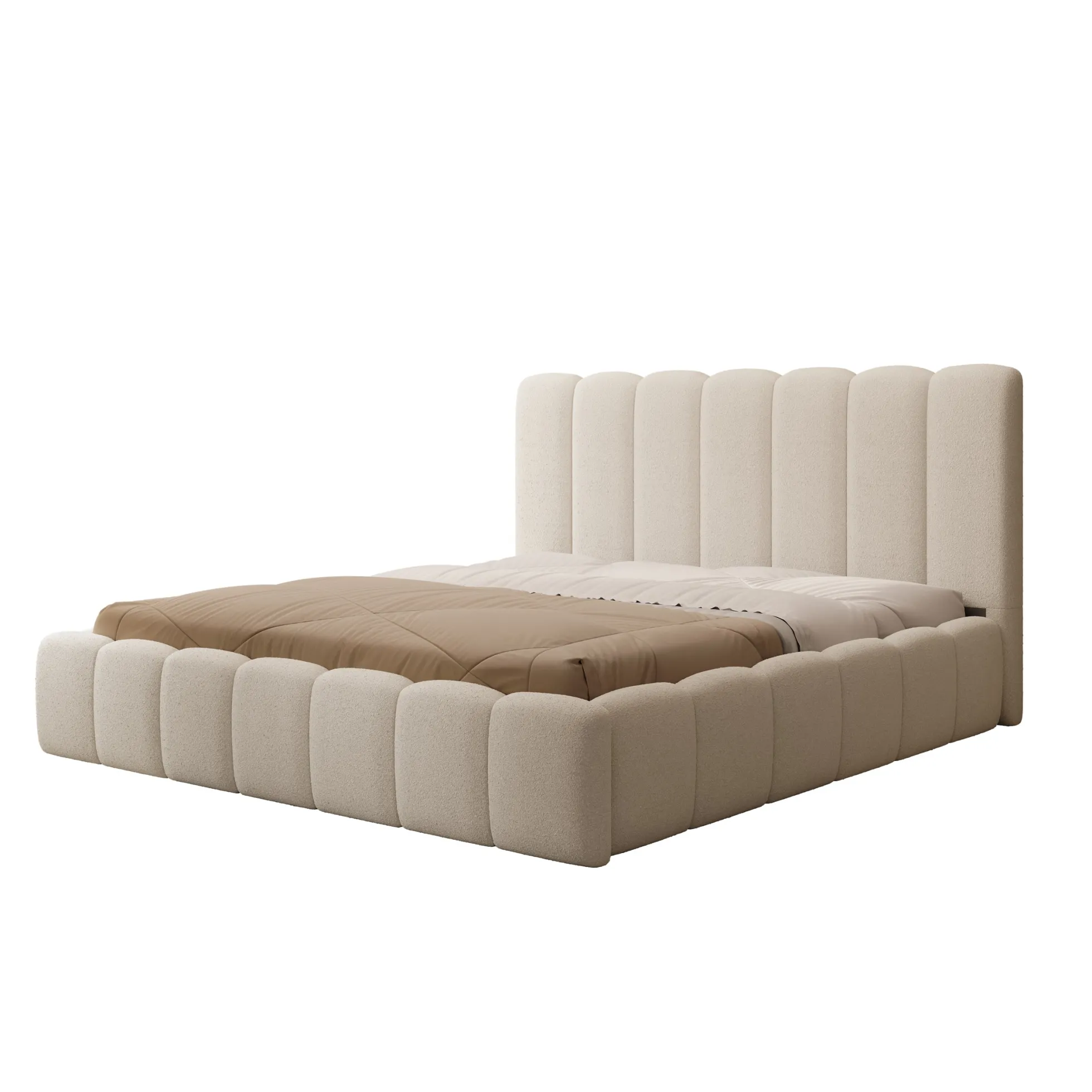 Vesna - Tweepersoonsbed - Teddystof beige - 180x200 cm