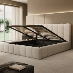 Vesna - Tweepersoonsbed - Teddystof beige - 180x200 cm