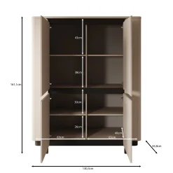 Vexon - Dressoir - Beige/Zwart - 130x45x161 cm
