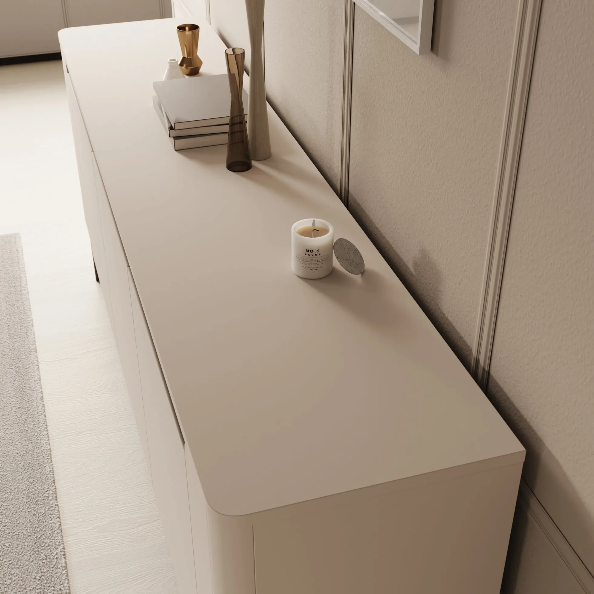 Vexon - Dressoir met lades - Beige/Zwart - 205x45x78 cm