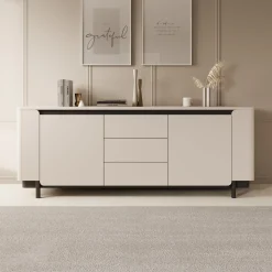 Vexon - Dressoir met lades - Beige/Zwart - 205x45x78 cm