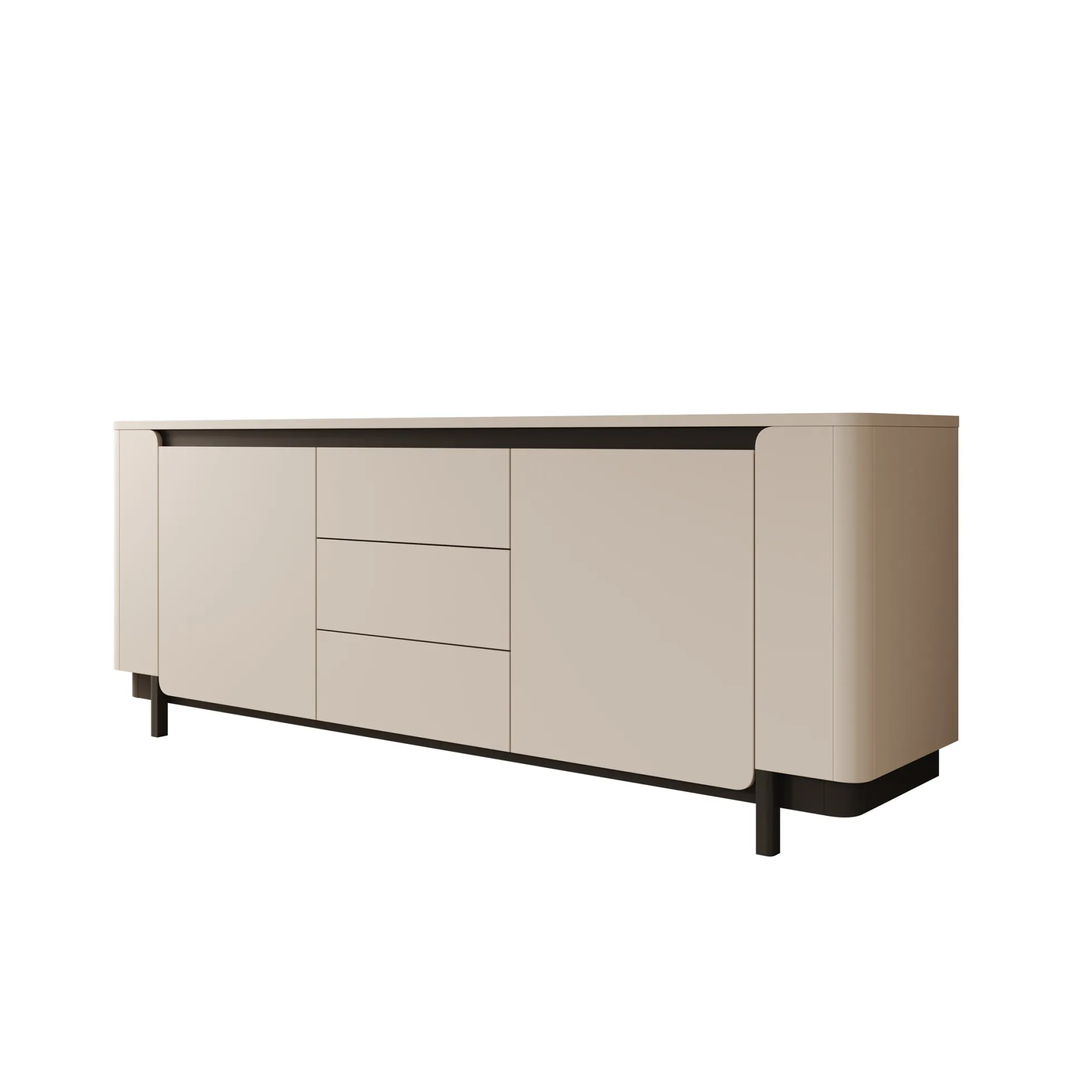 Vexon - Dressoir met lades - Beige/Zwart - 205x45x78 cm