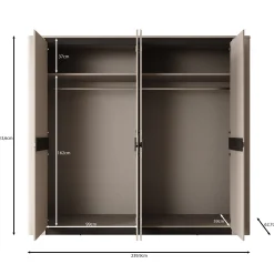 Vexon - Kledingkast met 4 deuren - Beige/Zwart - 240x63x214