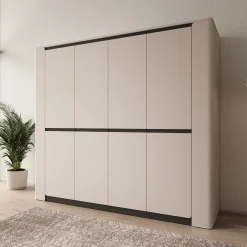 Vexon - Kledingkast met 4 deuren - Beige/Zwart - 240x63x214