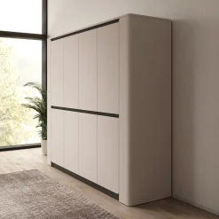 Vexon - Kledingkast met 4 deuren - Beige/Zwart - 240x63x214