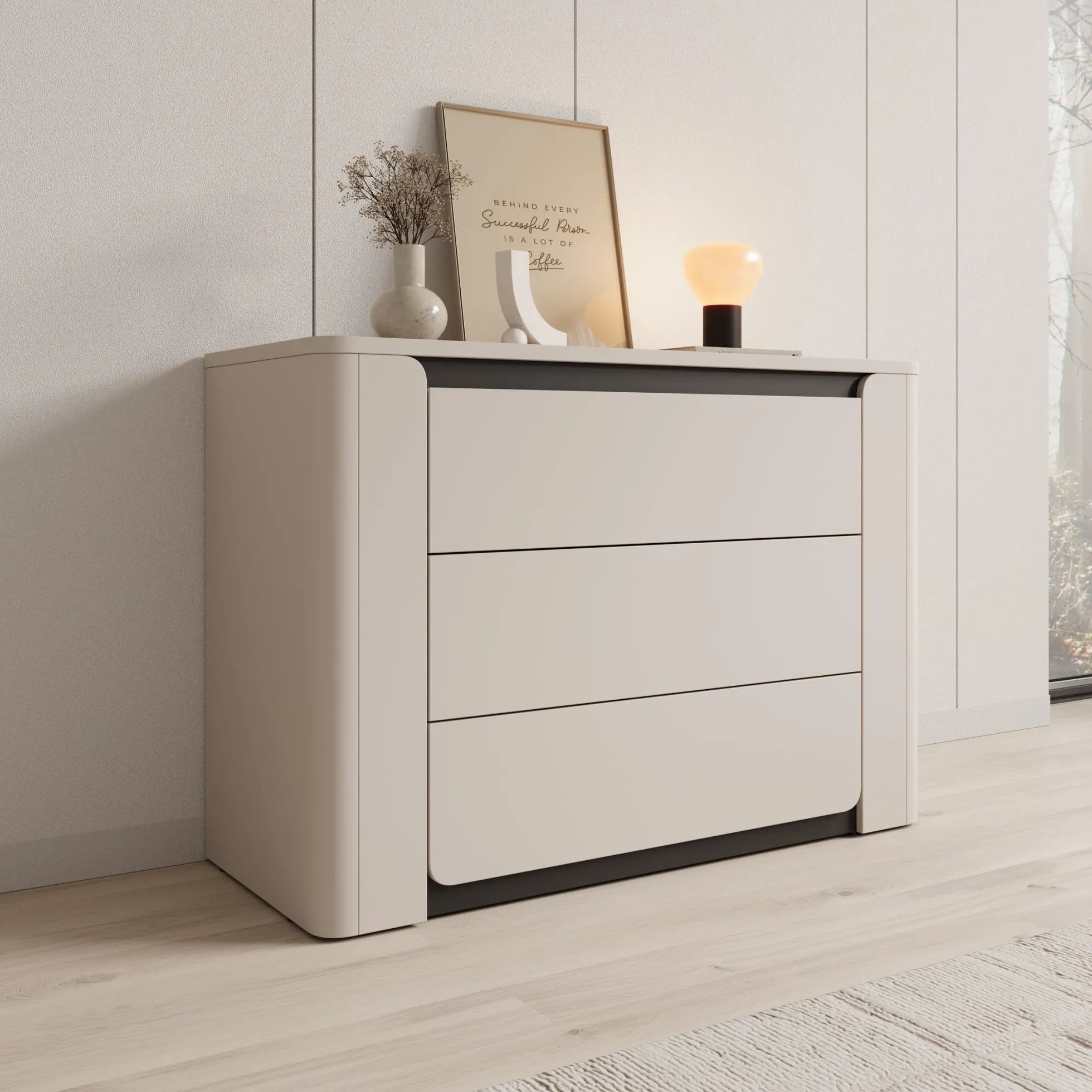 Vexon - Ladekast - Beige/Zwart - 111x45x78 cm