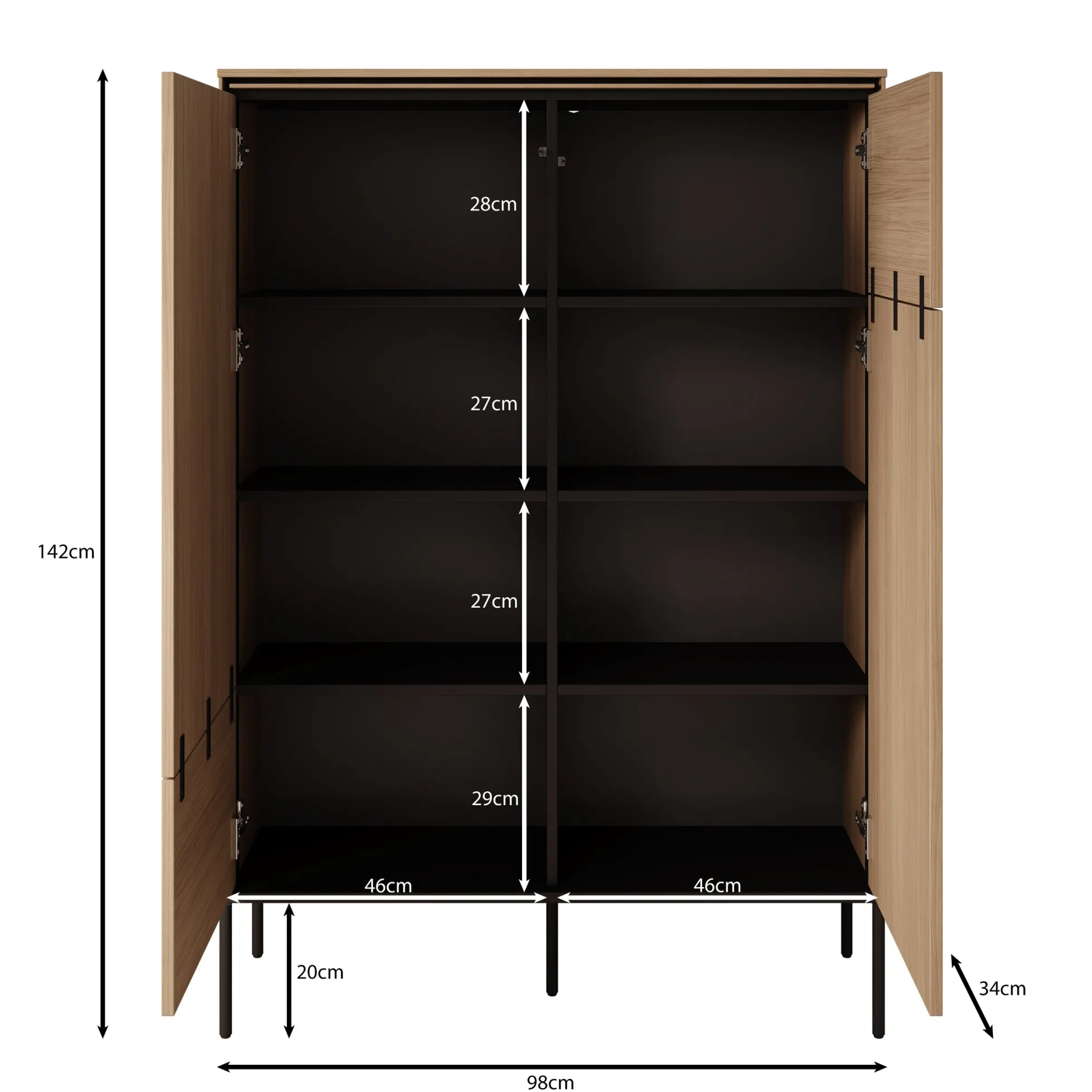 Vicious - Dressoir - Eiken - 98x34x142 cm