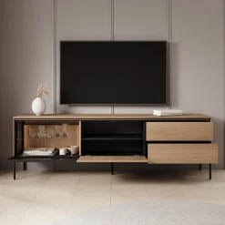 Vicious - TV-Meubel met LED - Eiken - 197x41x62 cm