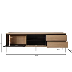 Vicious - TV-Meubel met LED - Eiken - 197x41x62 cm