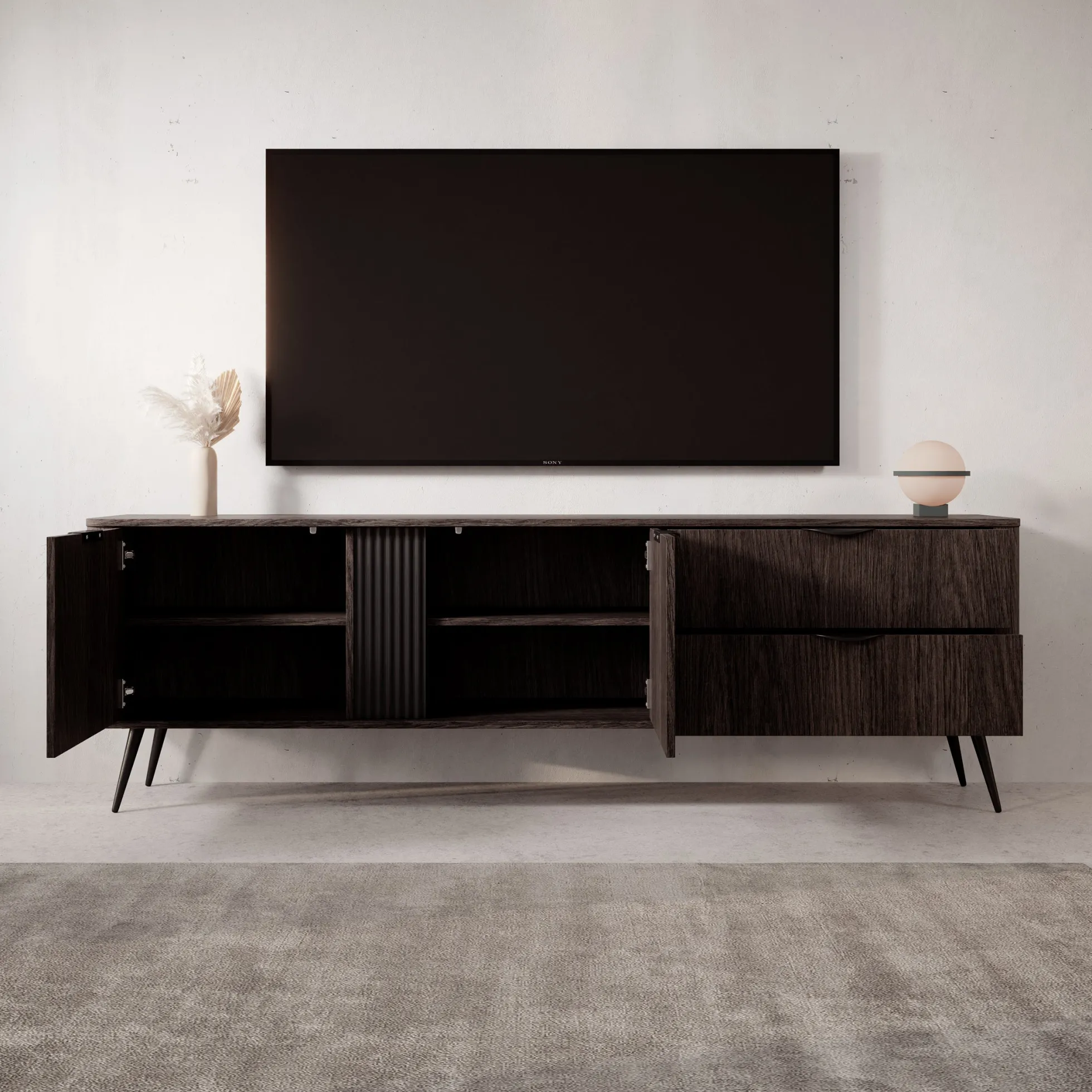 Victoria - TV-Meubel - Donker eiken - 195x38x61 cm