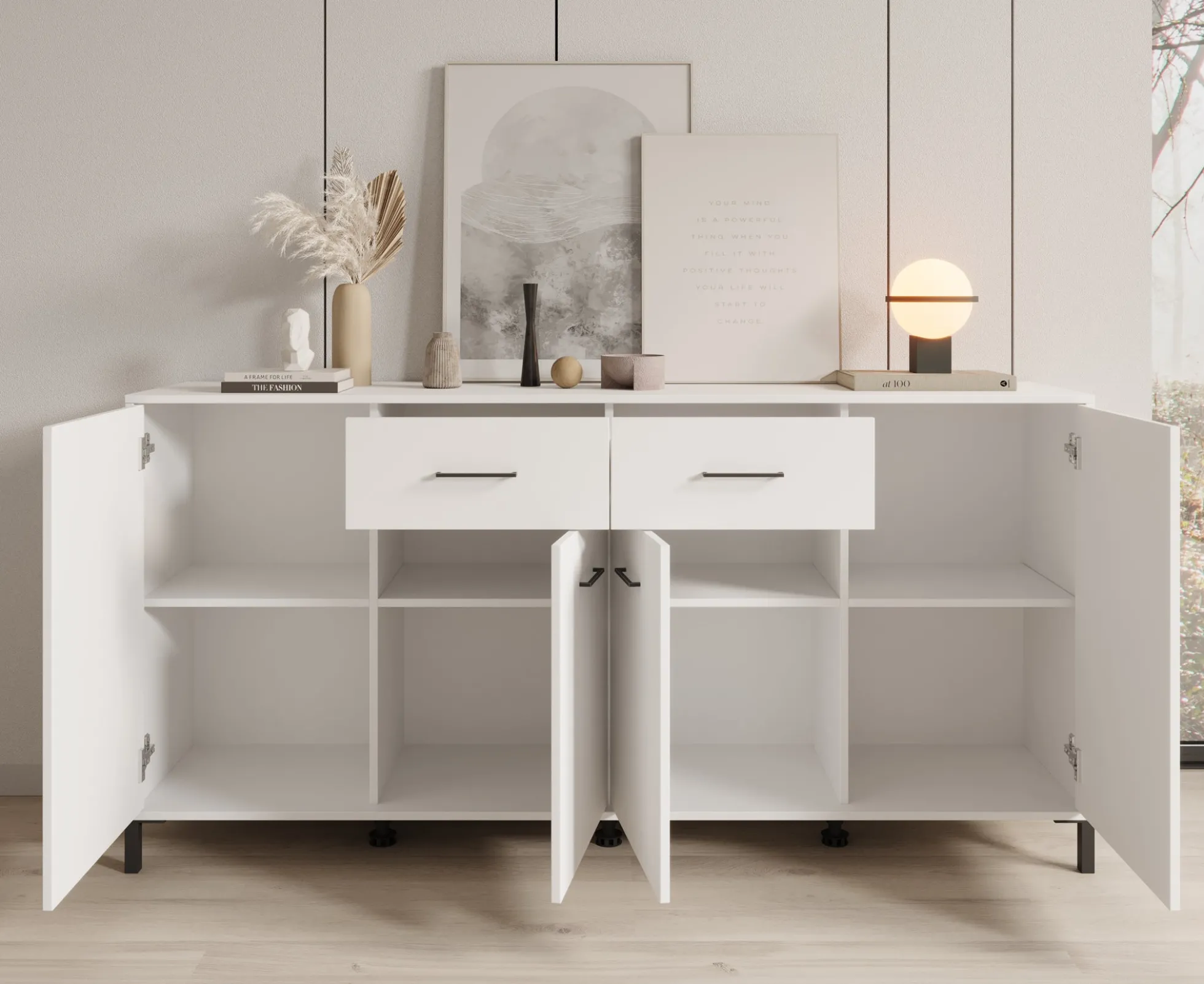 Vidor - Dressoir - Wit - 183x40x90 cm