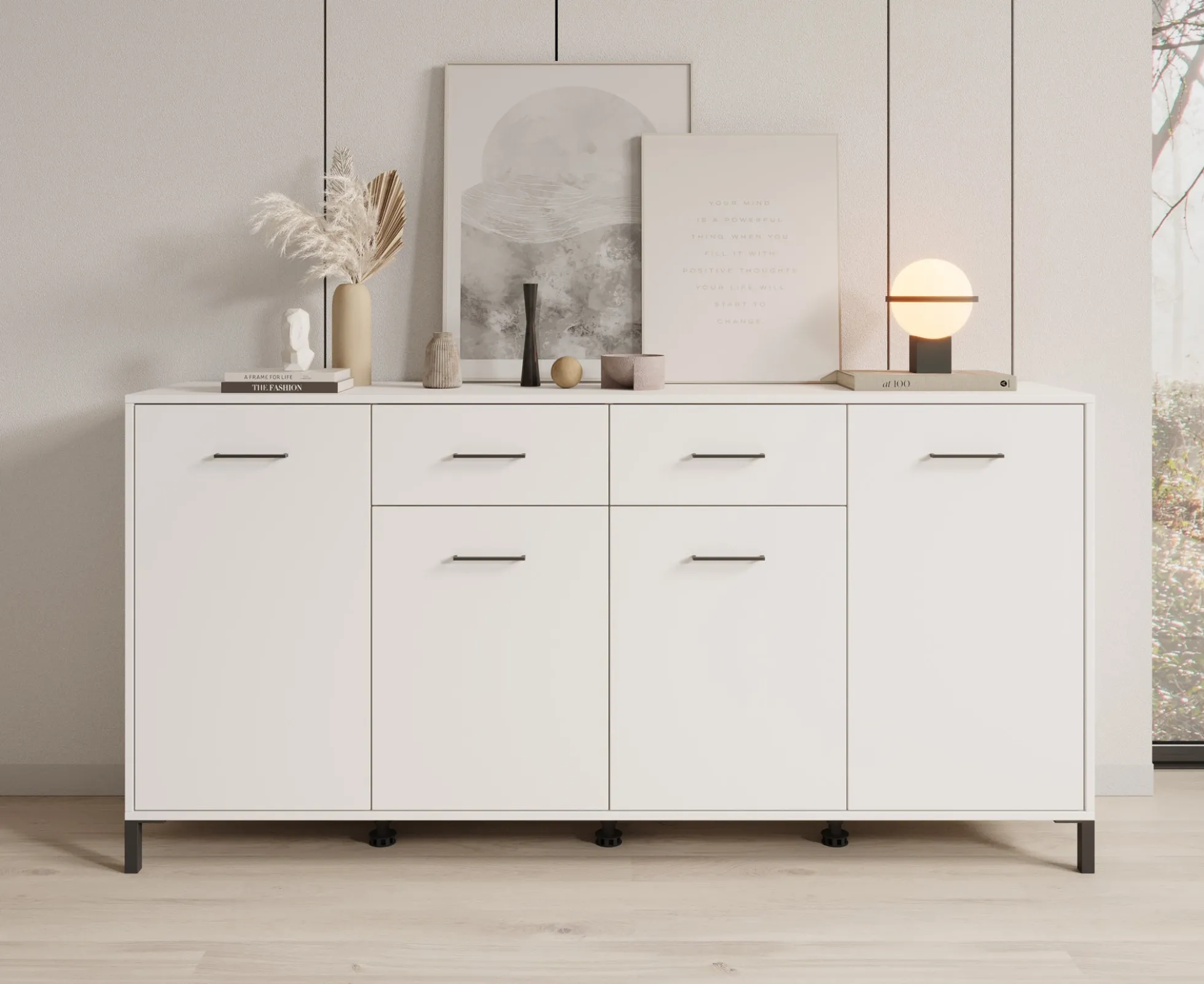 Vidor - Dressoir - Wit - 183x40x90 cm